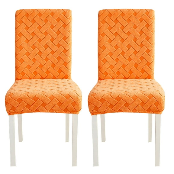 Chair Covers for Dining Room,Stretch Chair Slipcover Universal Removable Washable Anti-Dust Jacquard Soft Parsons Chair Protector Cover for Hotel Banquet Wedding-2-orange
