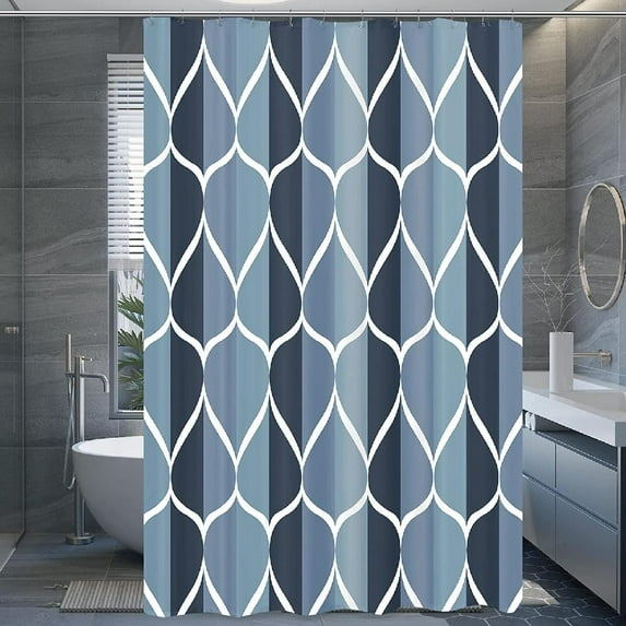 Aegean Blue Fabric Bath Shower Curtain,Waterproof Design and Polyester,Quick-Drying,Heavy Weight,Extra Long Cloth Shower Curtains for Bathroom W 72 x H 108,Durable and Washable with 12 Hooks
