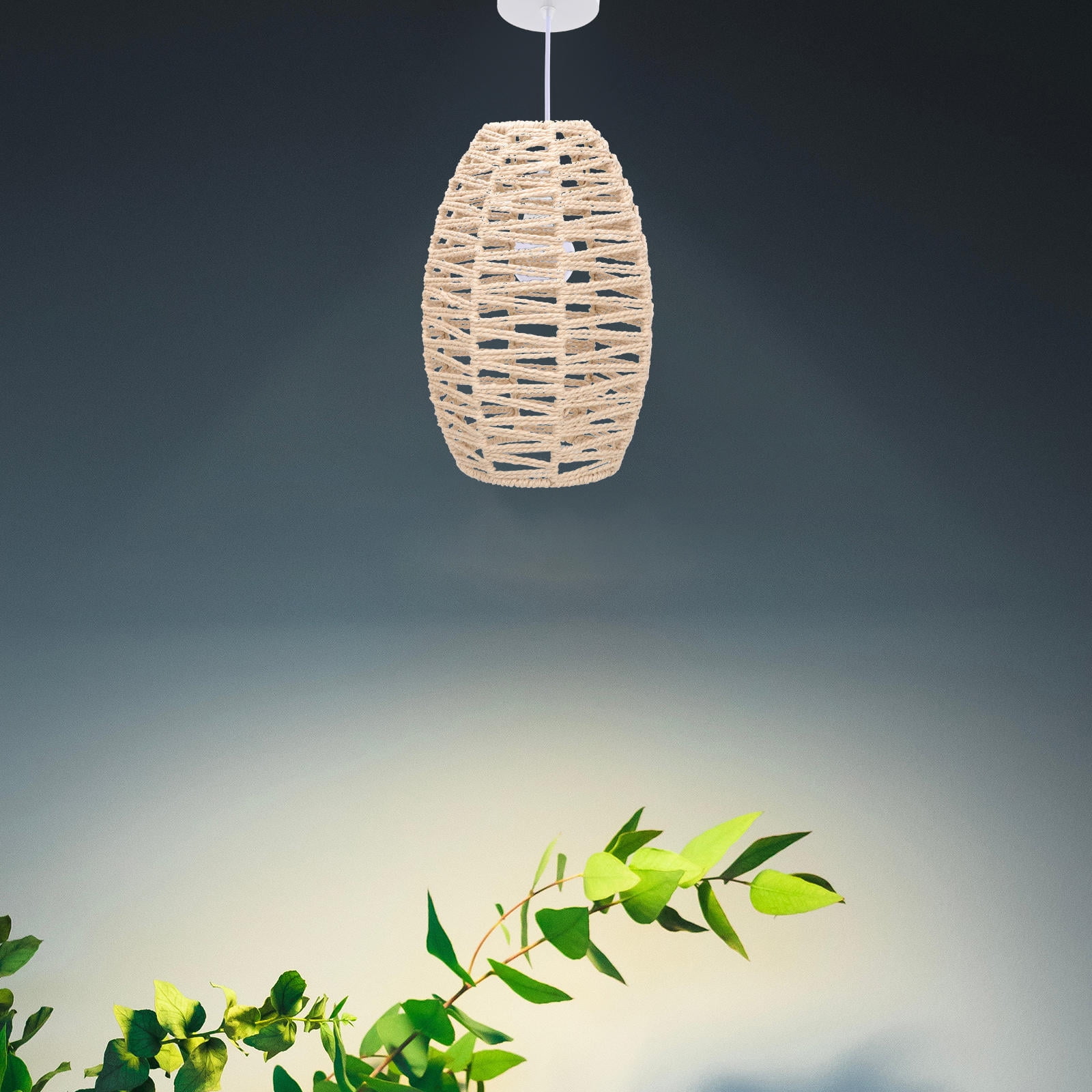 OUNONA Khaki Woven Lamp Cover for Pendant Lamp Shade Elegant Chandelier Light Accessory for Home Use
