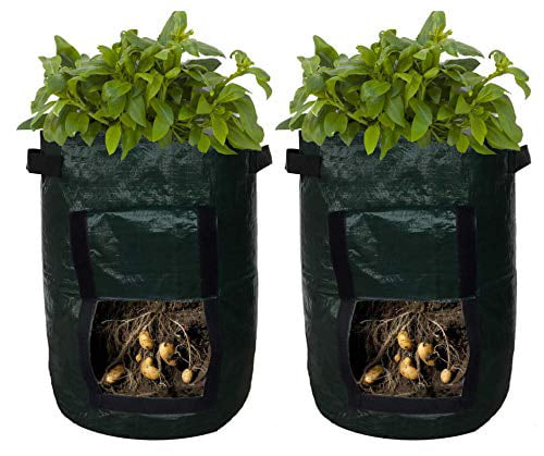 Auony 2 Pack Potato Tomato Grow Bags Garden Plant Bag with Handles for Potato,Tomato,Vegetable