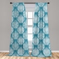 thumbnail image 5 of Ambesonne Blue and White Curtains, Curly Flowers, Pair of 28"x84", Blue and White, 5 of 5