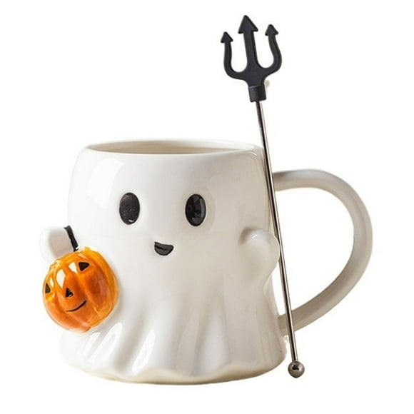 Halloween Ghost Coffee Mug, Spooky and Cute Ceramic Pumpkin Cup for Coffee, Tea, Hot Chocolate