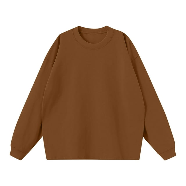 AherBiu Chandails en Molleton à Col Rond pour Hommes Manches Longues Décontracté Ample Chandail-Over Couleur Unie Automne Hiver