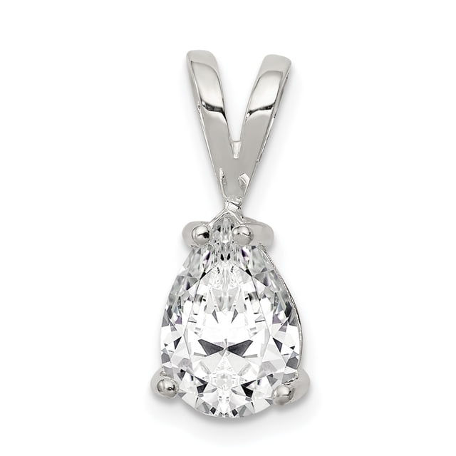 925 Sterling Silver Pear Cubic Zirconia Cz Collier Pendentif Pendentif