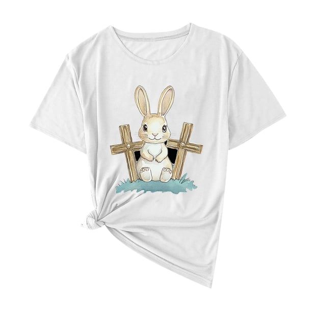 Camisas de Manga Corta para las Mujeres Moda Casual Impresión Cuello Redondo Suéter Tee Blusas
