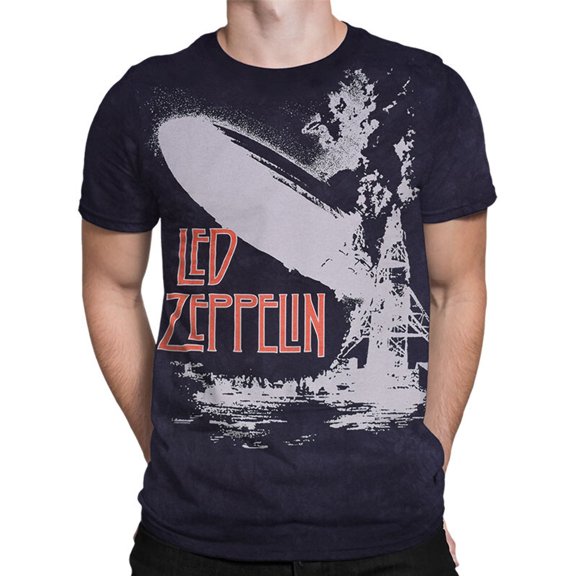 Led Zeppelin Men's Exploding Zeppelin Tie Dye T-shirt Small Grey