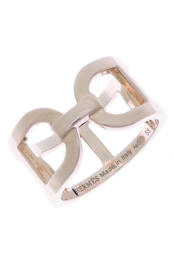 Pre-Owned Hermes #55 Ever Chaine d'Ancre Women's Ring H116619B Sterling Silver 925