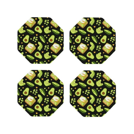 

Tideii Avocado Toast for Leather Coasters 4 Pieces Anti-fouling and Anti-scalding Decorative Coasters Suitable for Restaurants Kitchens Coffee Shops-Octagon