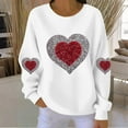 thumbnail image 1 of Ounisa Chandails à Manches Longues pour Femmes Col Ras du Cou T-Shirts de la Saint-Valentin T-Shirts Imprimés Cœur d'Amour Hauts Tee à la Mode Décontractés Amples, 1 of 4