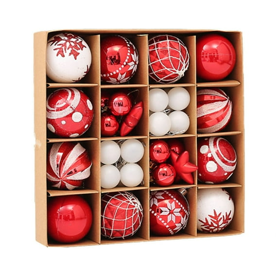 42 PCS Christmas Ornament Balls Set, Shatterproof Holiday Decorations with Mixed Sizes & Colors, Hanging Tree Decor with Assorted Patterns for Xmas Tree, Party, Home Gift Decorating