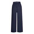 thumbnail image 6 of Kagetolytai Wide Leg Pants Woman Women's Casual Fashion Solid Colour Cotton Linen Casual Pants Wide Leg Trousers Sweatpants with Pockets Linen Pants Women Pants for Women Dark Blue 2XL, 6 of 7