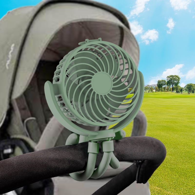 Mainstays Portable Rechargeable Fan with Flexible Tripod Legs for Stroller and Car Seat, Green River