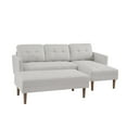 thumbnail image 6 of Sectional Sofa Bed with Ottoman, L-shape Sofa Chaise Lounge with Bench, Leisure Sofa Couch with Solid Wood Legs for Living Room Apartment Office, White, 6 of 8