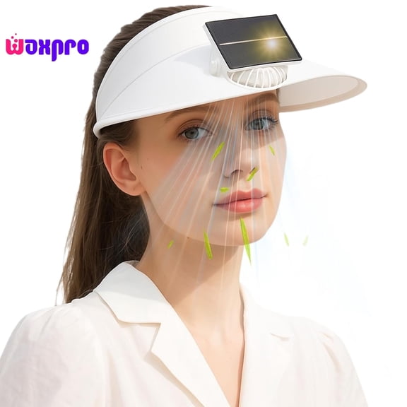 Solar Fan Hat, Fan Visor Hat for Woman, Solar Powered - USB Charging Sun Visor Cooling Hats with Built in, 3 Speed Adjustment for Outdoor Beach Travel