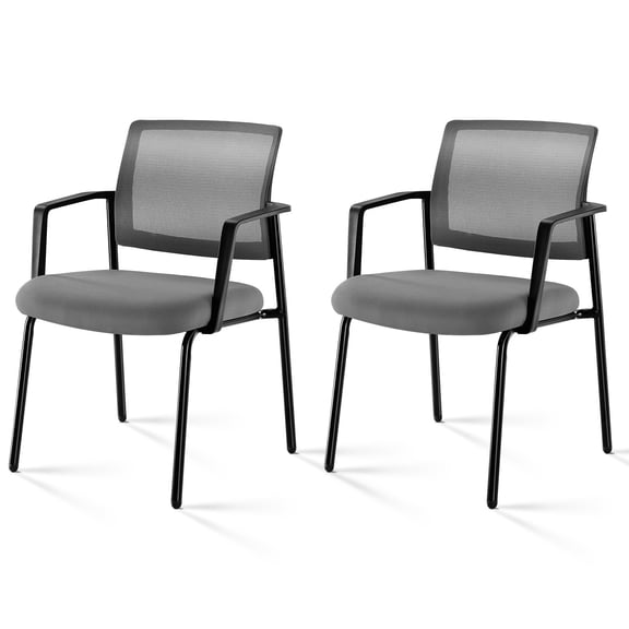 Kadyn Mesh Back Stacking Ergonomic Computer Chair with Upholstered Fabric and Sturdy Metal, Home Office Desk Chairs for Home Ofiice, Gray, 2 Pack