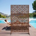 thumbnail image 2 of Neutypechic Outdoor Privacy Screen with Stand 76" x 47.2" x 15.7" Metal Balcony Decorative Screen, 2 of 5