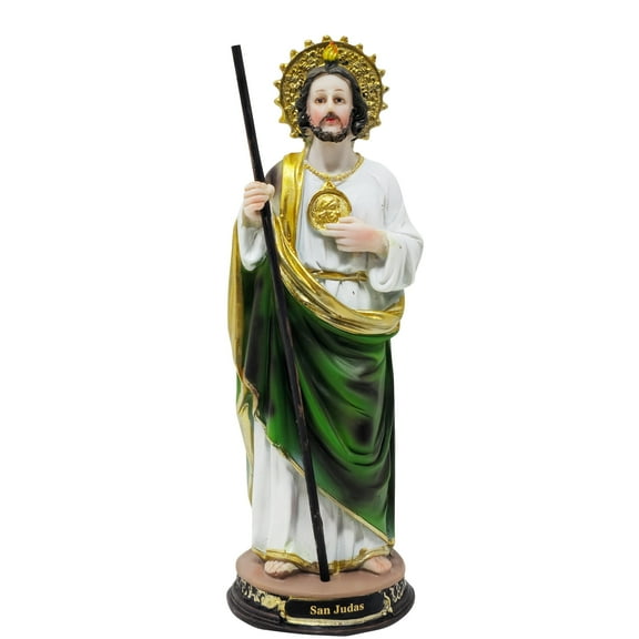 MrcjSales – St. Jude Original Statue - San judas estatua 8" inches | Vivid green Colors | Durable Resin   | Ideal for Home, Church, Gifts