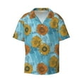 thumbnail image 3 of Goofa Sunflowers Printed Men's Casual Short-sleeved Shirt,Lightweight Breathable Button-down,Summer Casual men's top,Versatile Fashion shirt-Large, 3 of 7