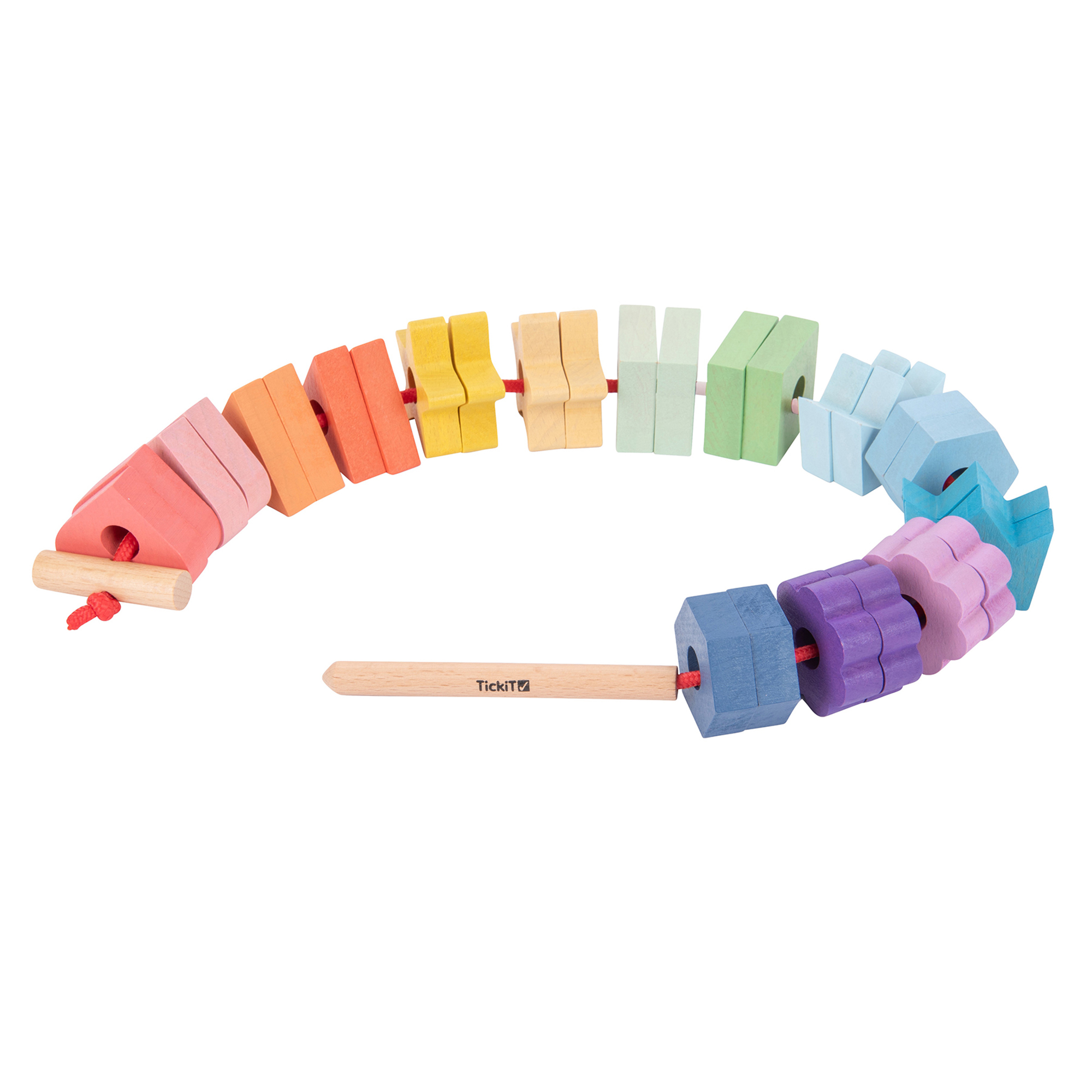 TickiT Rainbow Wooden Lacing Shapes