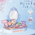 thumbnail image 6 of Kids Pretend Vanity Dressing Table Playset with Mirror, 30 Pcs Fake Hair Dryer Makeup Beauty Salon Toy Set, Princess Dress Up Vanity Toy for Little Girls Birthday Christmas Party Gifts, 6 of 6
