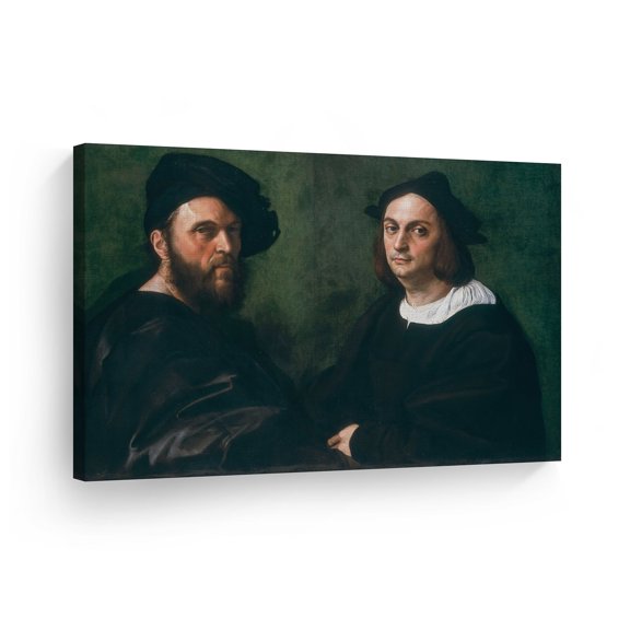 Smile Art Design Double Portrait by Raphael Art Canvas Print Famous Fine Art Oil Painting Reproduction Canvas Wall Art Renaissance Art Home Decor Ready to Hang Made in the USA 8x12