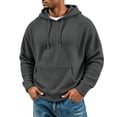 thumbnail image 2 of Resicozy Mens Waffle Hoodies Pullover Long Sleeve Casual Fashion Sweatshirts Gym Hooded Shirt with Pocket Dark Gray 3XL, 2 of 8