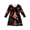 thumbnail image 5 of Kids Christmas Dresses for Girls Long Sleeve Classic Christmas Graphic A-Line Dresses Flowy Dresses Christmas Outfits for Girls Size 7-8 Years, 5 of 5