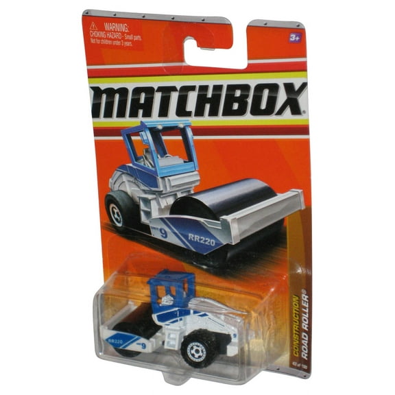 Matchbox Construction (2010) Blue and White Road Roller Toy 43/100