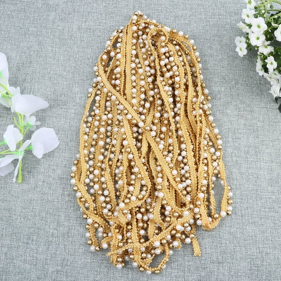 AURARMLET Embroidered Lace Ribbon Trim Golden Waistband Edging for DIY Projects Dress Sarees Blouses Caps Bags 1Pack