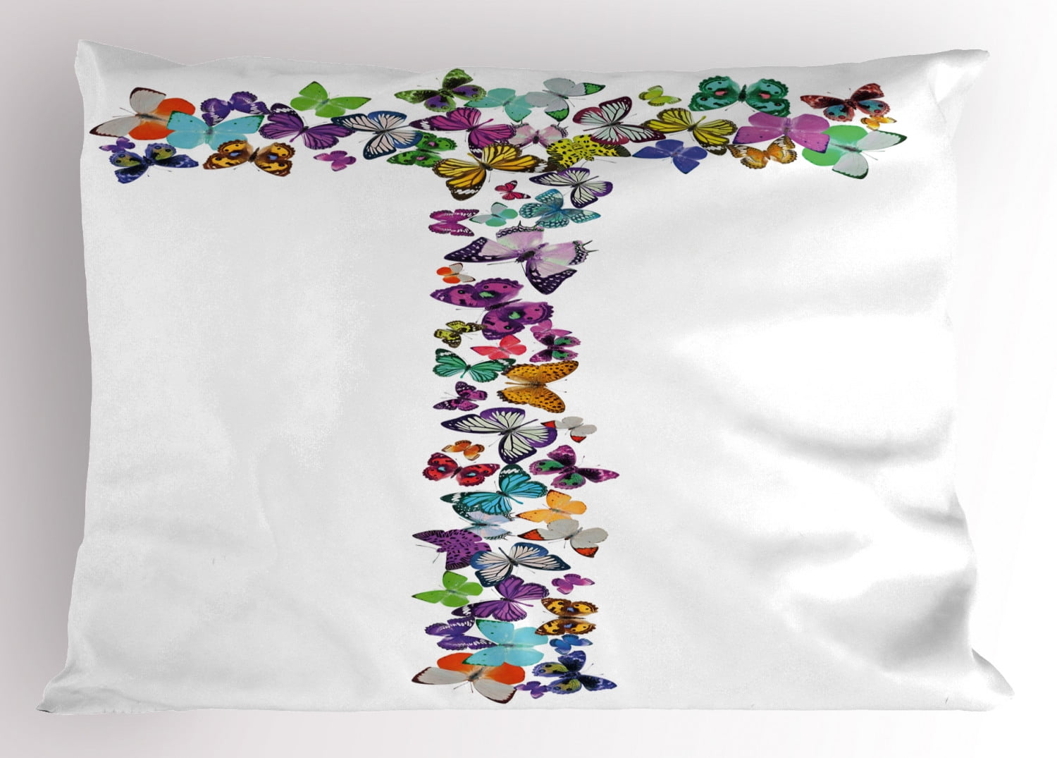 Letter T Pillow Sham Language of the Springtime Themed Alphabet Design