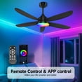 thumbnail image 2 of OUTON 42" Ceiling Fan with Lights and Remote Control, Indoor Outdoor Ceiling Fans for Bedroom, Living Room, Black Modern Fanlight, 2 of 9