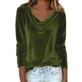thumbnail image 7 of Dyfzdhu Long Sleeve Shirts For Women Velvet Shirts For Cowl Neck Pleated Tops Elegant Fall Ruched Long Sleeve Blouse Womens Blouses, 7 of 7