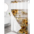 thumbnail image 3 of No Hook Shower Curtain with Snap-in Liner, Farmhouse Sunflower Waterproof Fabric Bathroom Curtains, Vintage Daisy Butterflies Rustic Wood Bath Curtains & Mesh Top Window Stand Up Stall 36"x72", 3 of 9