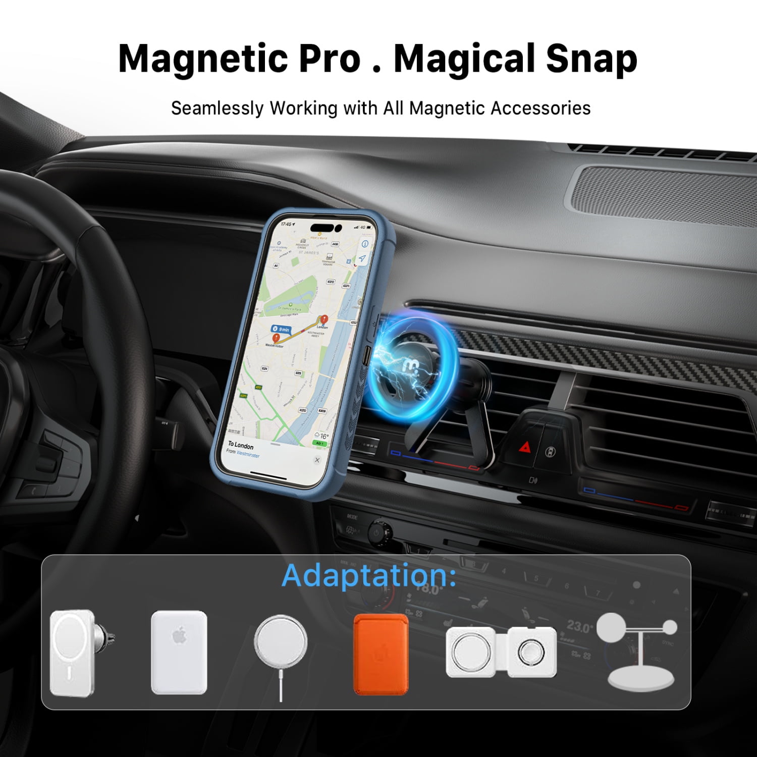 MyBat Pro Maverick Series Case with Holster and Tempered Glass for Apple iPhone 15 Pro (6.1) - Blue