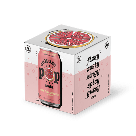 Culture Pop Soda Probiotic Pink Grapefruit 4pk, 12 fl oz