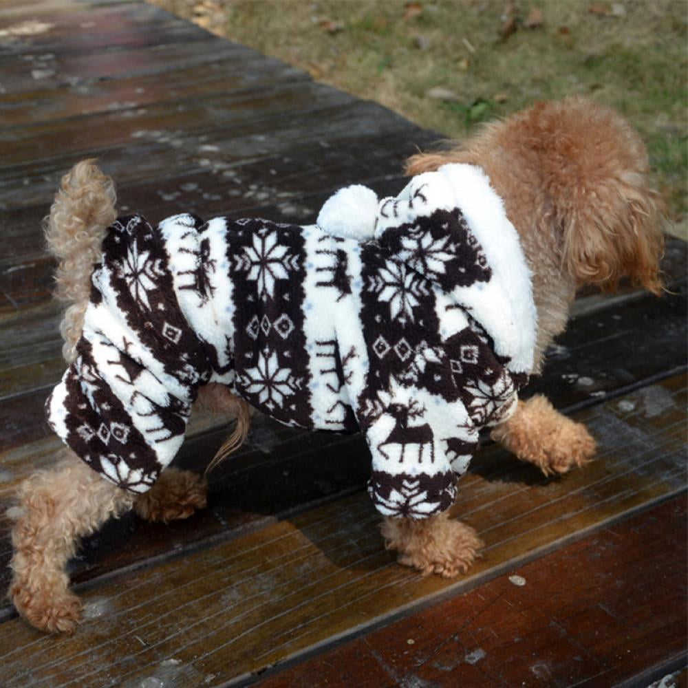 Pet Warm Hoodie Puppy Snowflake Deer Soft Jumpsuit Costume Winter