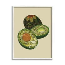 Stupell Industries Intricate Floral Pattern Avocado Fruit Still Life Graphic Art White Framed Art Print Wall Art, Design by Valentina Harper