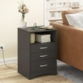 thumbnail image 6 of Black Nightstand Set of 2, 3 Drawer Nightstand with Charging Station Side Table with Open Storage Bedside End Table NightStands Storage Cabinet for Bedroom, 6 of 9
