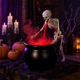 thumbnail image 7 of Halloween Decorations Indoor - Vintage Puking Skeleton Cauldron | Green LED Mist Maker Spooky Black Witch Bowl Halloween Decor for Party Kitchen Mantel Tabletop, Red, 7 of 7