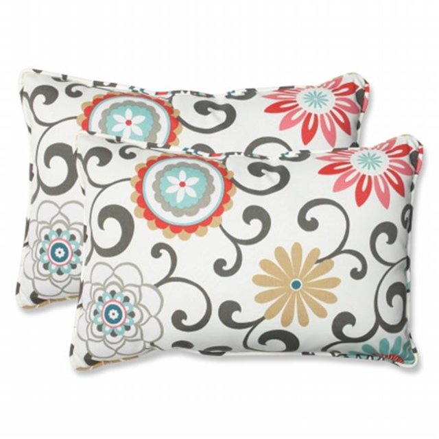 Pillow Perfect 543598 Pom Pom Play Peachtini Over-sized Rectangular Throw Pillow (Set of 2)