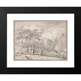 thumbnail image 2 of Allaert van Everdingen 18x15 Black Modern Framed Museum Art Print Titled - Landscape with Elegant Figures by a River, with Boats to the Right and a Town Behind Trees Beyond, 2 of 5