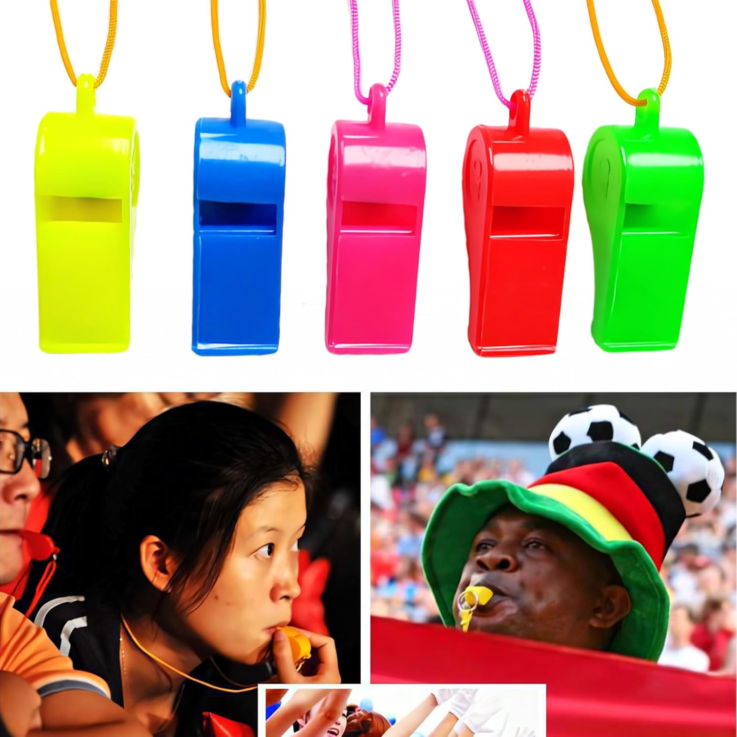 Bulk Whistles for Kids : 200 Plastic Whistles for Adults with Lanyard,Whistle Emergency Survival Loud,Whistles for Coaches Referee and Teachers,Whistles Bulk for Sports Events and Festival Activity