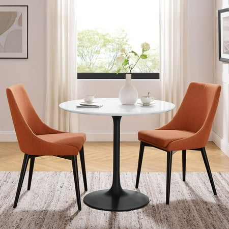 Modway Lippa 36" Round Lacquered MDF Wood Dining Table in Black/White
