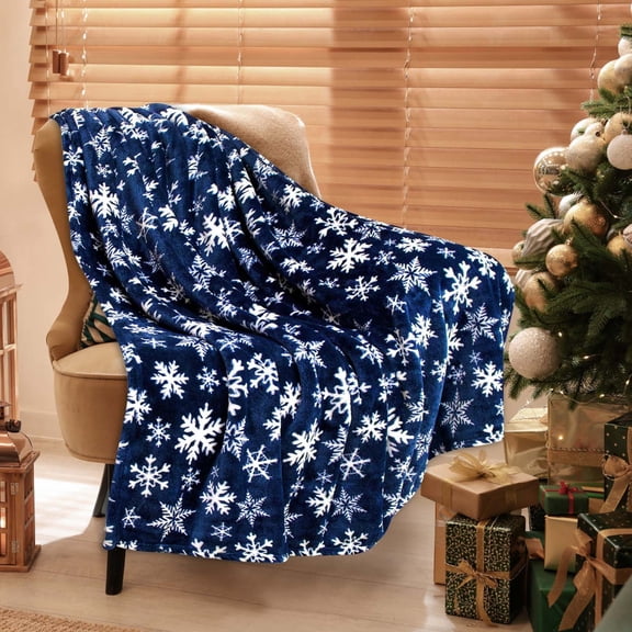 Nkmbld Christmas Flannel Blanket Christmas Elements Reindeer Snowflake Printed Flannel Blanket, Christmas Decoration for Party Sofa Bed Living Room