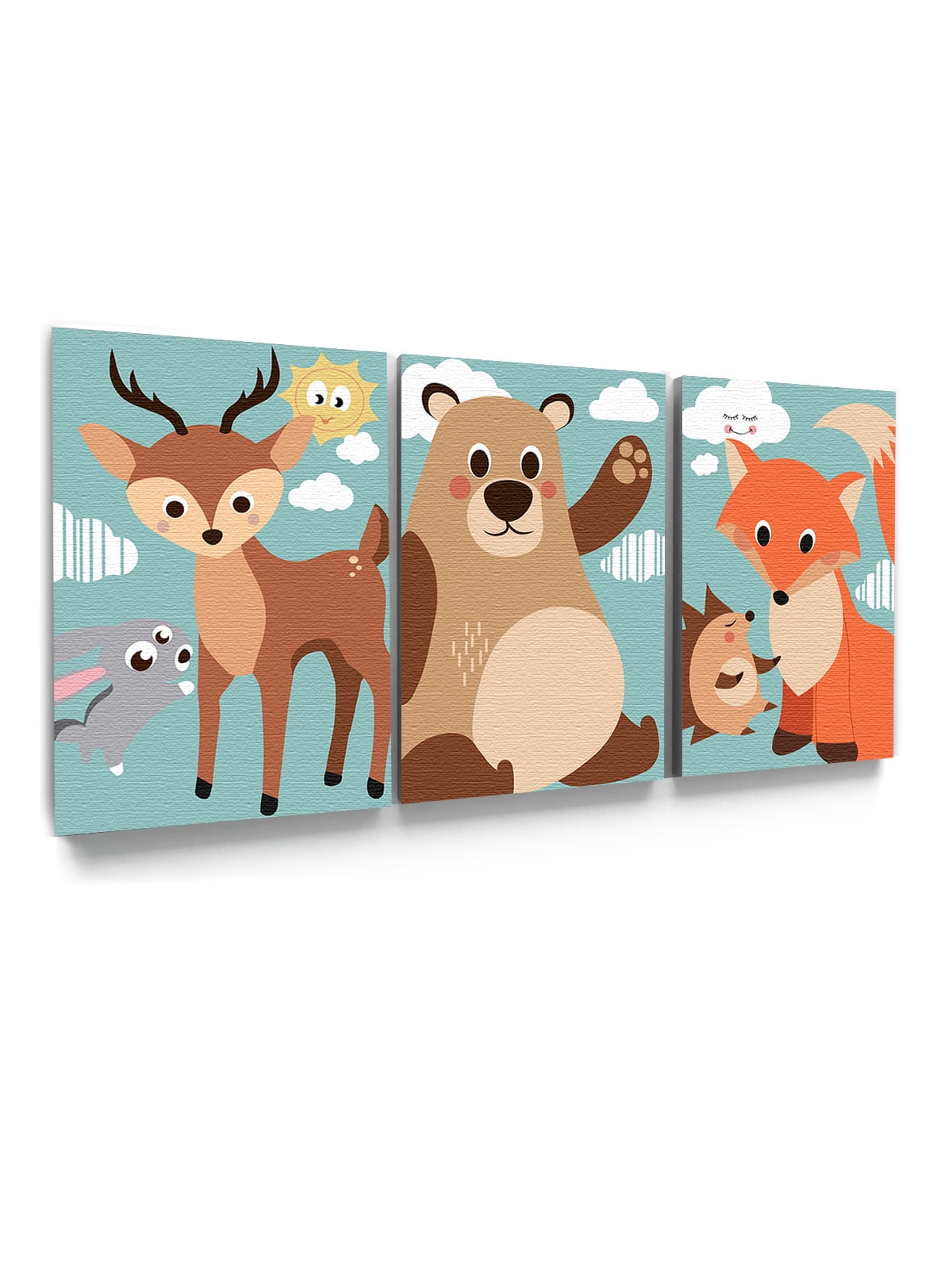 Awkward Styles Cute Forest Animals Canvas Wall Art Kids Room Wall Art