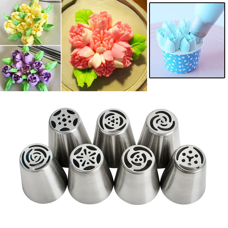 7pcs Russian Tulip Flower Cake Icing Piping Nozzles Decorating Tips Baking Tools 