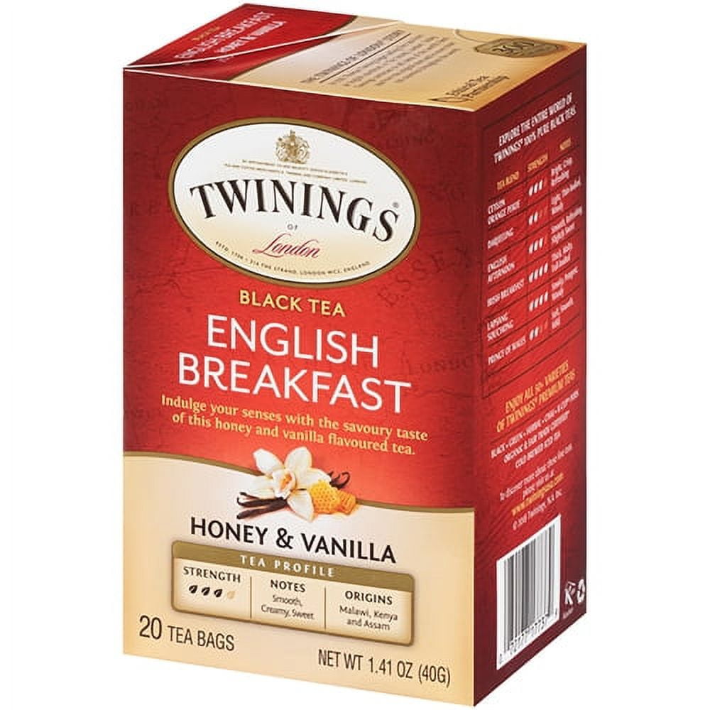 Twinings English Breakfast Individually Wrapped Tea Bags, 50 Count Pack of  6, Flavourful, Robust Caffeinated Black Tea