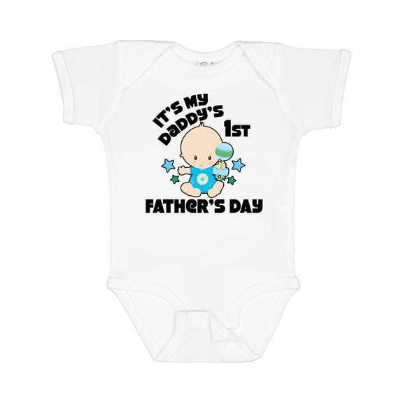 Inktastic Its My Daddys 1st Fathers Day with Baby and Stars Boys or Girls Baby Bodysuit