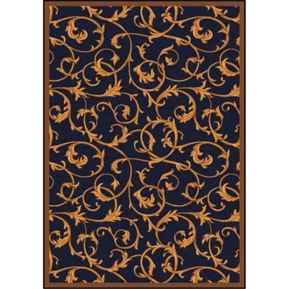 Any Day Matinee Acanthus Rectangle Theater Area Rugs  04 Navy - 3 ft. 10 in. x 5 ft. 4 in.