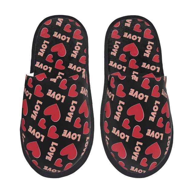 Fotbe Heart Pantuflas Peludas para Mujer con Estampado, Zapatillas de Peluche, Zapatos de Invierno para Casa, Uso Interior y Exterior-Large